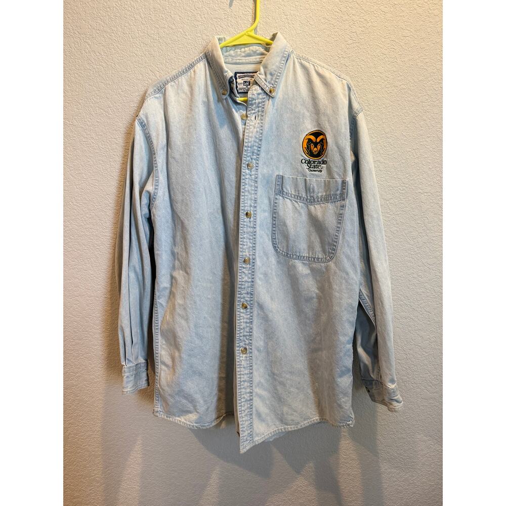 Mens Vintage Lee Denim Button‎ Down CSU Size M